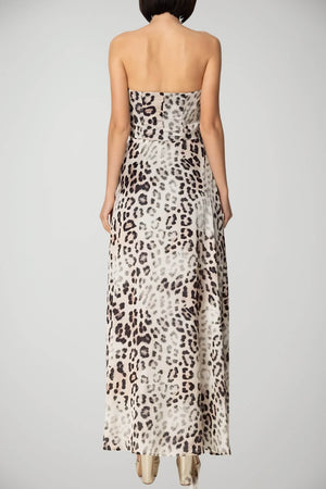 Gaelle Women's Long Animal Print Satin Dress
