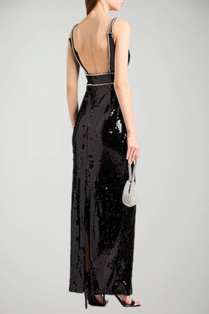 Gaelle Abito Donna lungo in paillettes con Strass