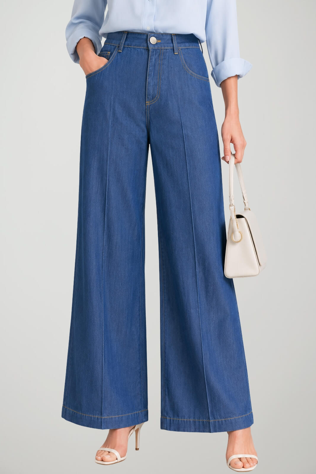 Gaëlle Pantaloni Donna Cinque Tasche in Finto Denim