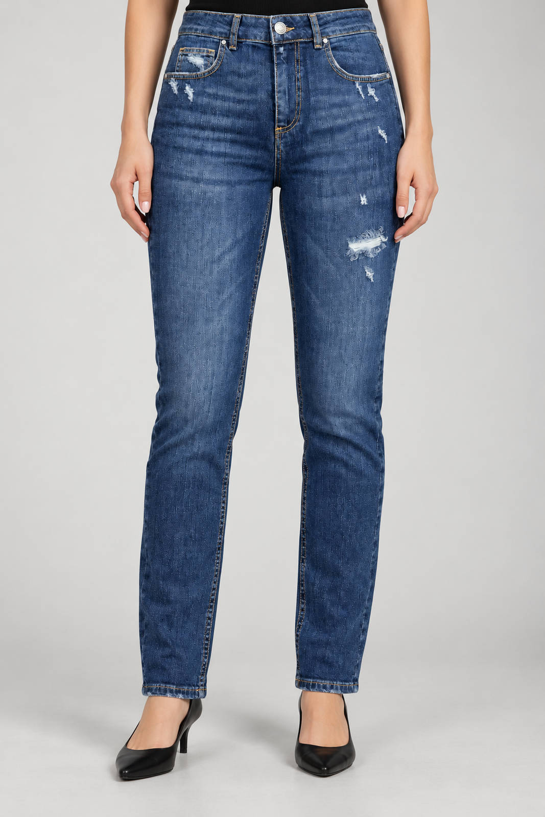 God Save Denim Jeans Donna Slim Fit con usure