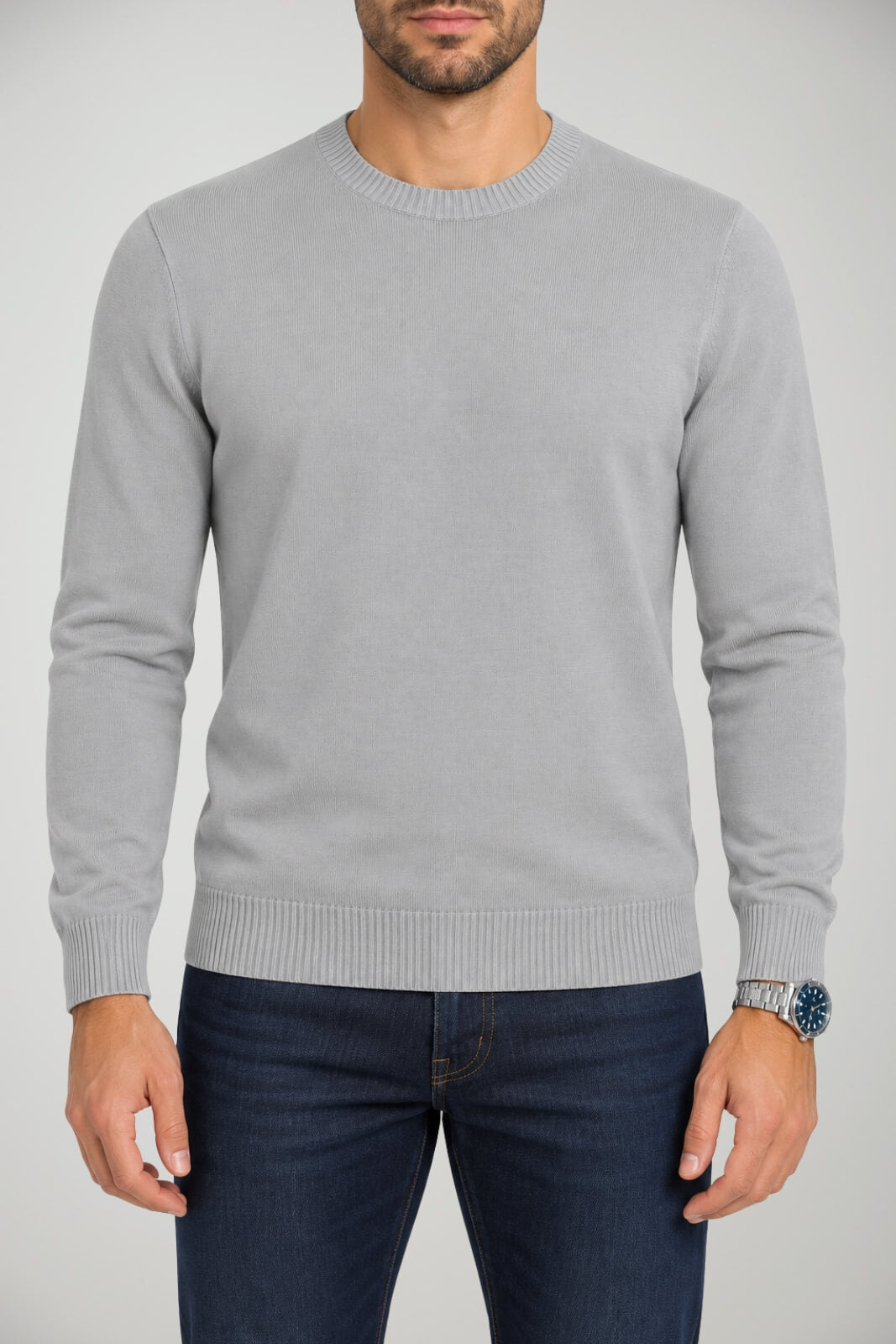 Gran Sasso Maglia Uomo Collo a Coste Inglesi in Misto Lana