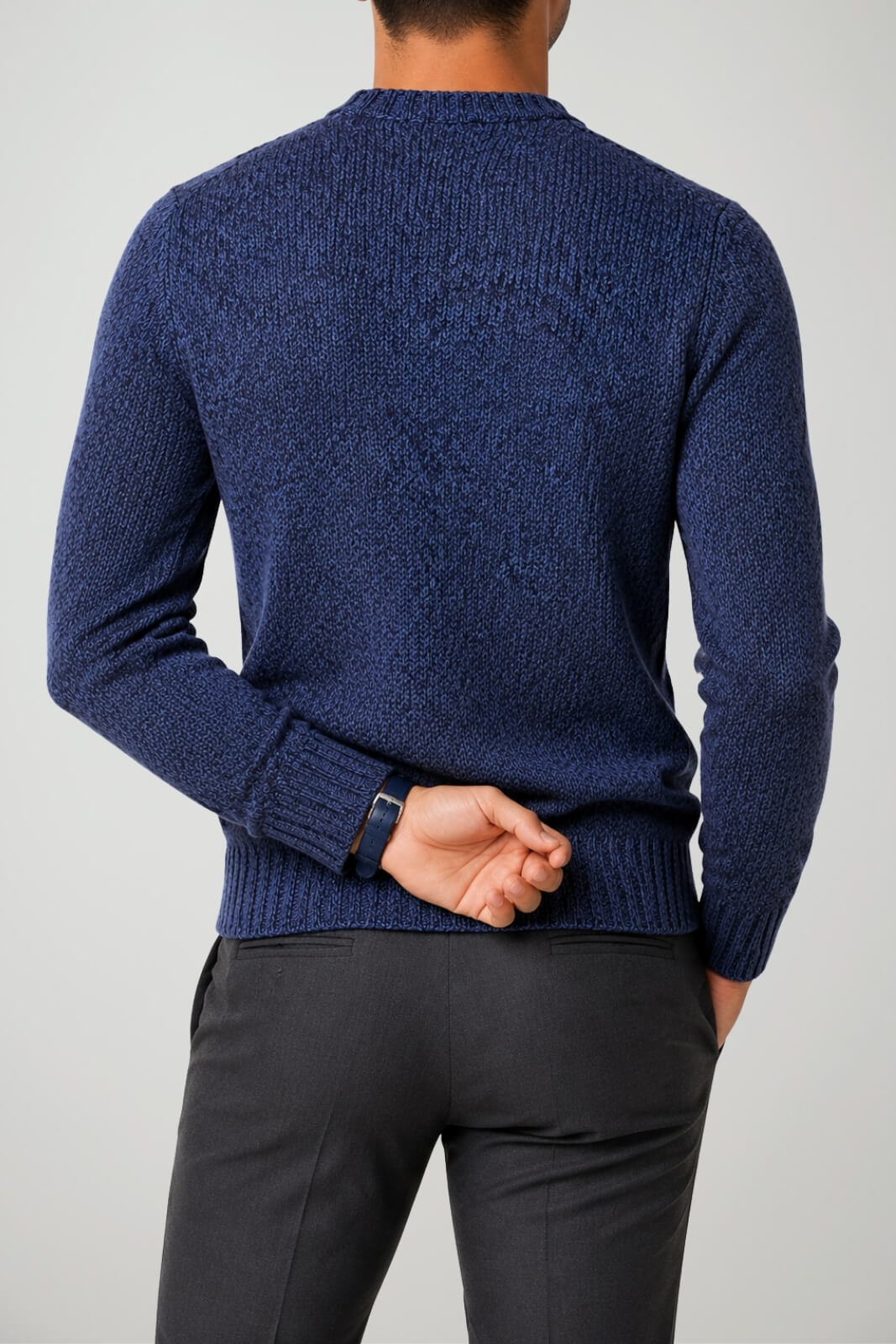 Gran Sasso Maglia Uomo Melange con Orli a Coste in Lana