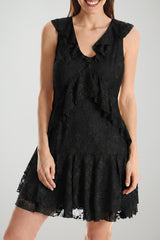 Guess Abito Donna smanicato in pizzo con rouches