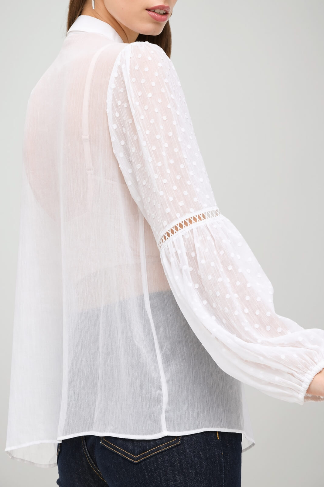 Guess Blusa Donna in chiffon con nappine