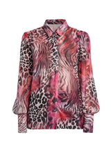 Guess Camicia Donna animalier in chiffon