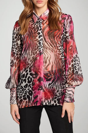 Guess Camicia Donna animalier in chiffon