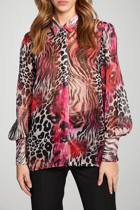 Guess Camicia Donna animalier in chiffon