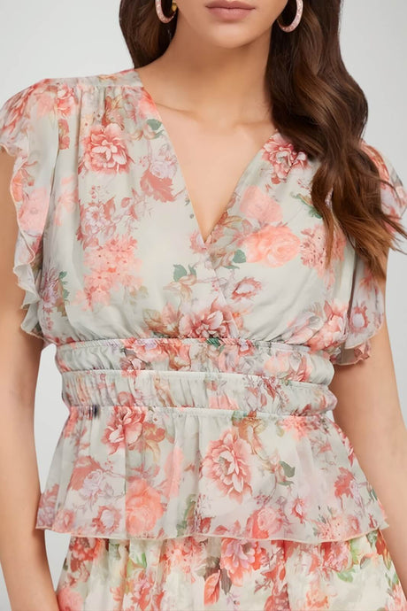 Guess Canotta Donna scollo a V stampa floreale