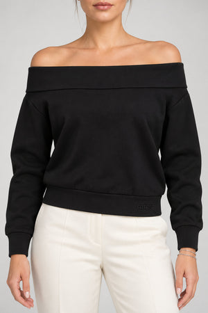 Guess Felpa Donna Tessuto Tecnico Scollo Bardot