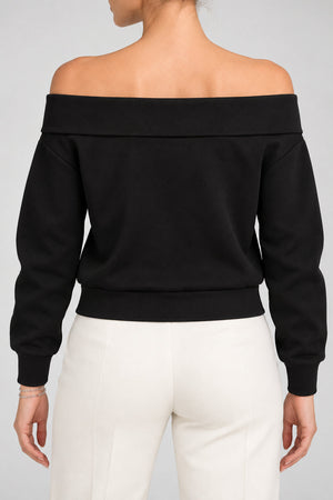 Guess Felpa Donna Tessuto Tecnico Scollo Bardot