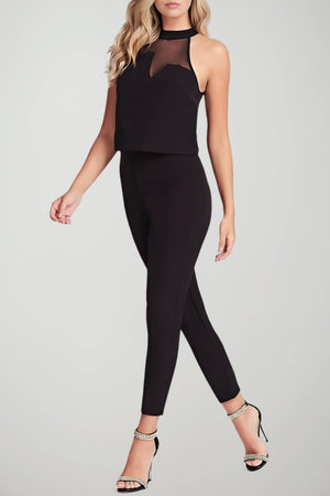 Guess Jumpsuit Donna con scollo americano ed inserto in mesh
