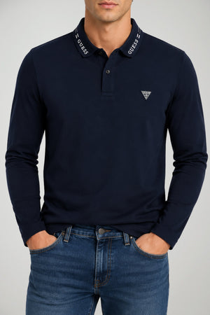 Guess Polo Uomo maniche lunghe con colletto logato