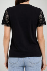 Guess T-shirt Donna con inserto in pizzo