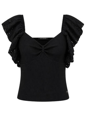 Guess Top Donna maniche in pizzo a volant