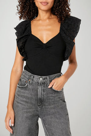 Guess Top Donna maniche in pizzo a volant