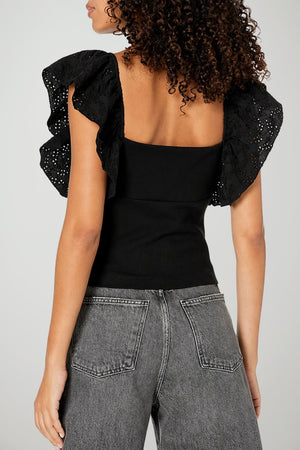 Guess Top Donna maniche in pizzo a volant