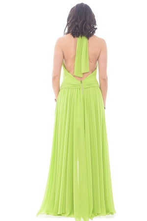 Maxi Abito Estivo Donna Con Scollo A V E Volant, Blocco Colore, Fluido, Per Spiaggia - 3