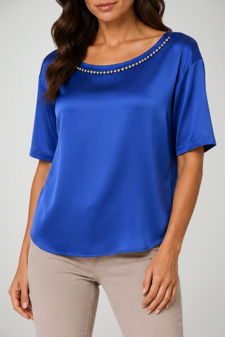 Hanita Blusa Donna in Satin con strass