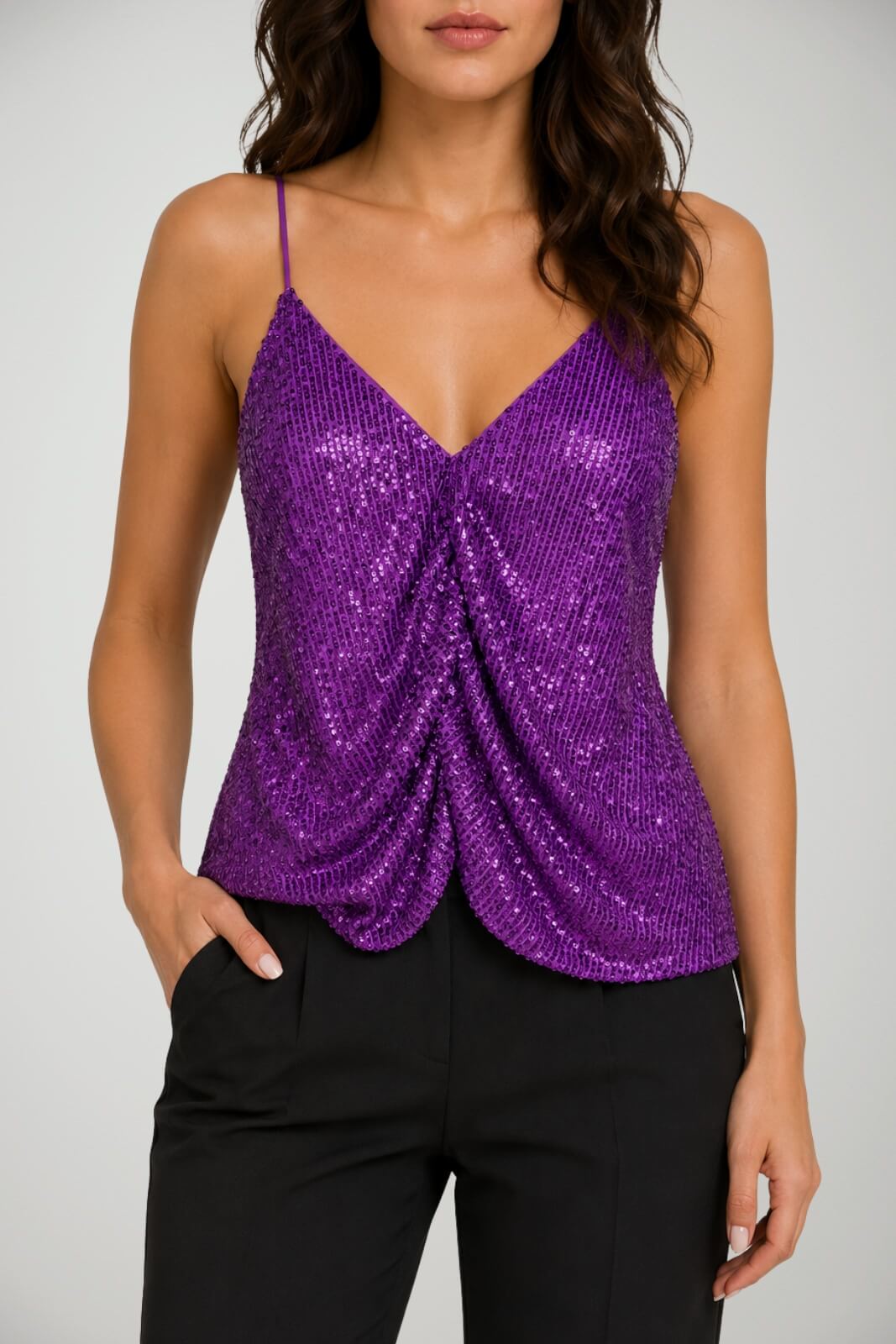 Hanny Deep Top Donna con Paillettes