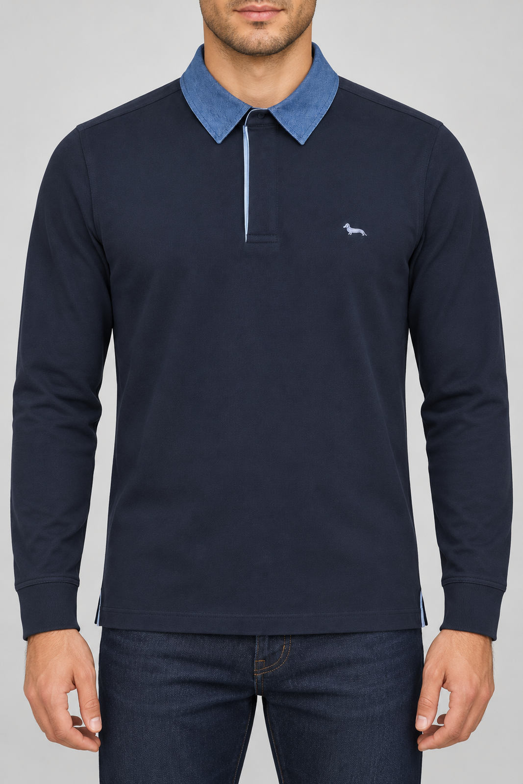 Harmont & Blaine Polo Uomo con collo in denim