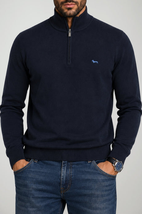 Harmont & Blaine Maglia Uomo con mezza zip e logo a contrasto