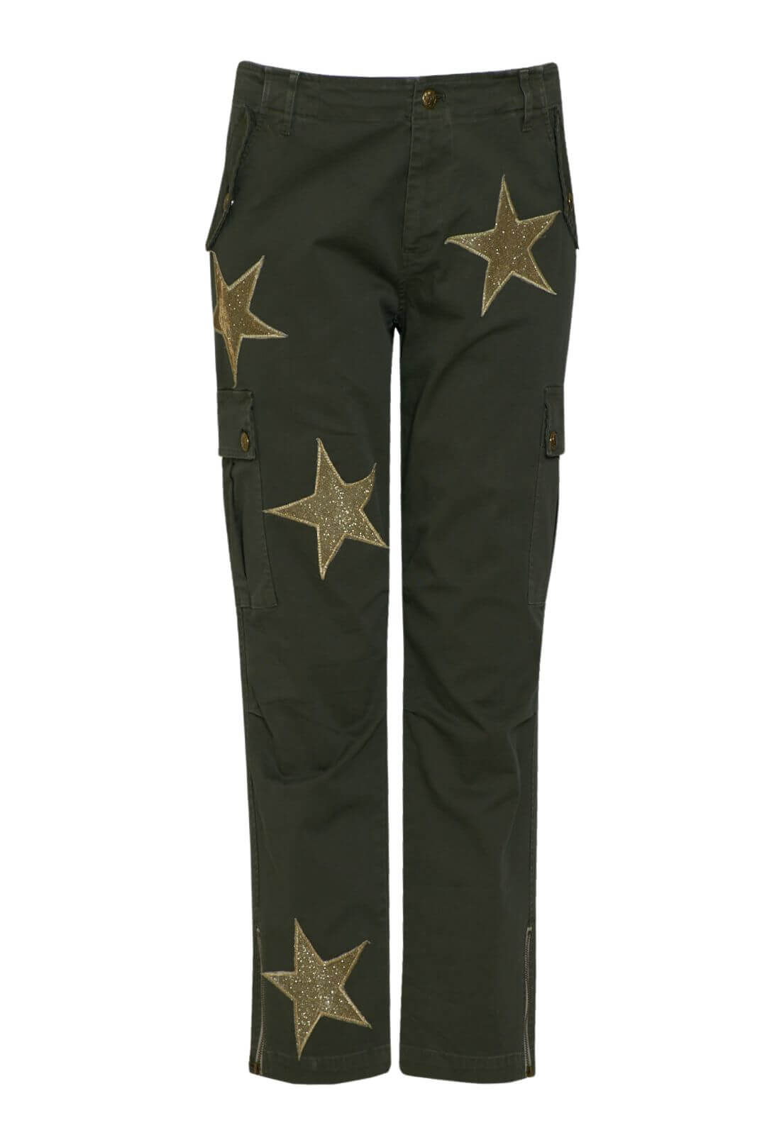 History Repeats Cargo femminili con dettagli araldici e zip sul fondo