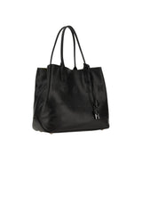 Hogan women's SHOPPING SCRIPT MEDIA bag in black leather