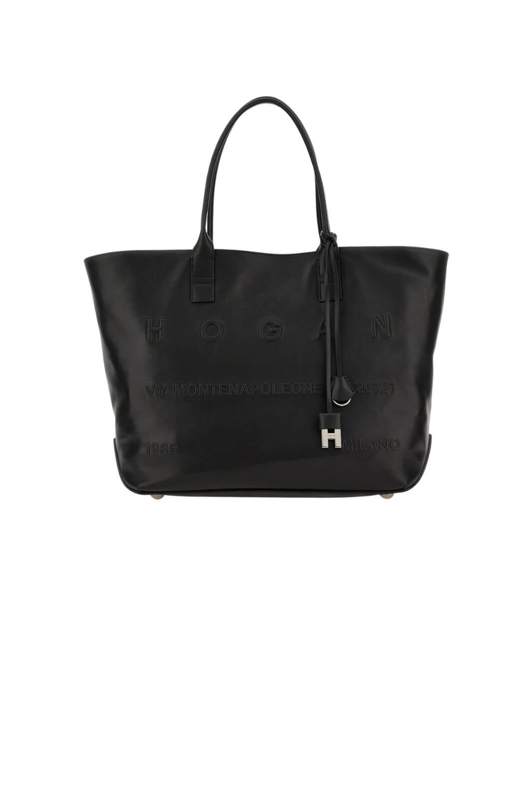 Hogan women's SHOPPING SCRIPT MEDIA bag in black leather