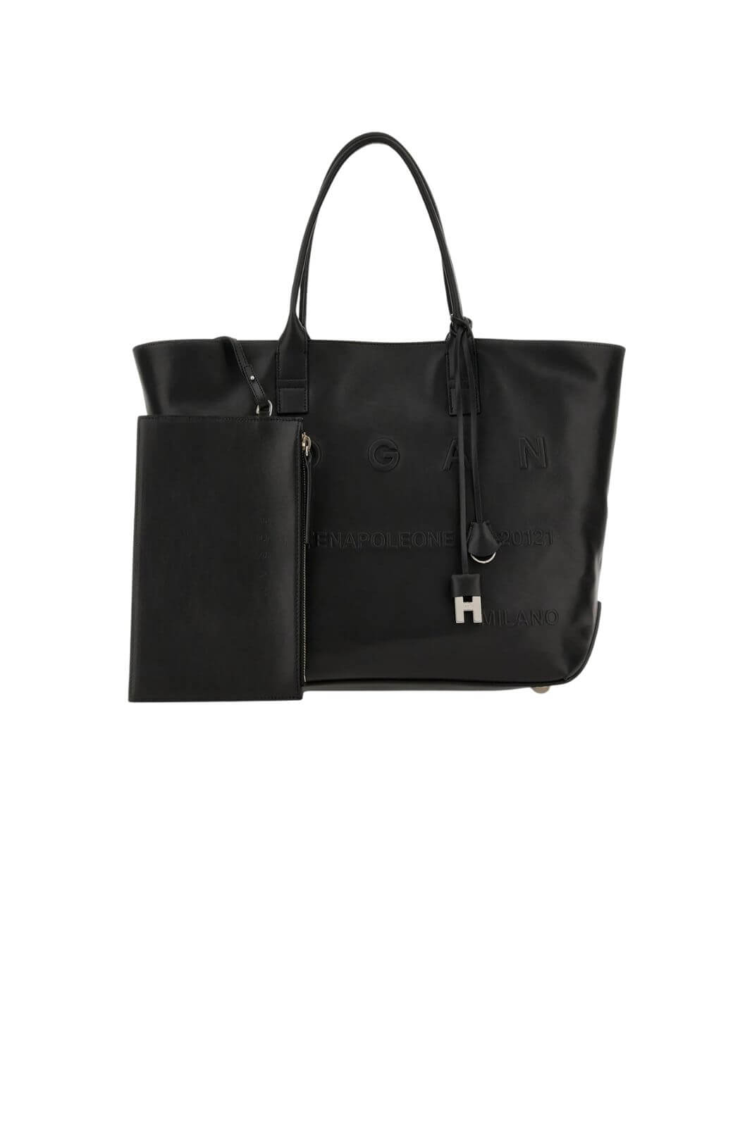Hogan women's SHOPPING SCRIPT MEDIA bag in black leather