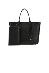 Hogan women's SHOPPING SCRIPT MEDIA bag in black leather