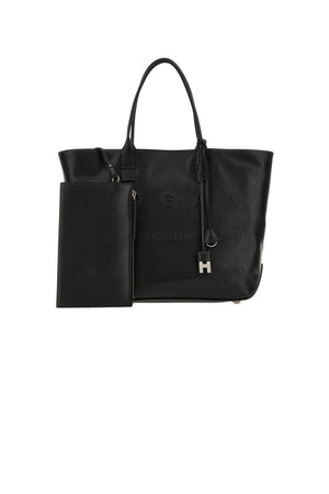 Hogan women's SHOPPING SCRIPT MEDIA bag in black leather