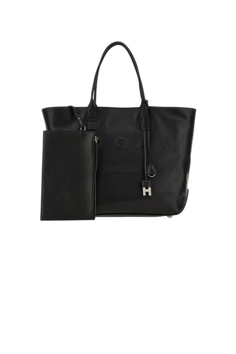 Hogan women's SHOPPING SCRIPT MEDIA bag in black leather