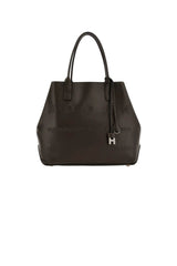 Hogan women's SHOPPING SCRIPT MEDIA bag in brown leather