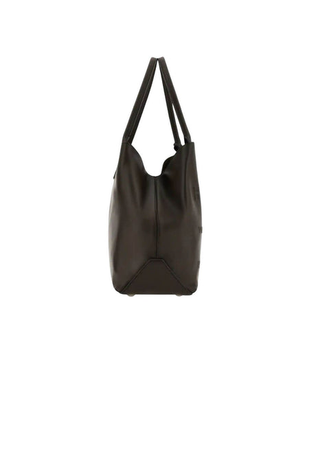 Hogan women's SHOPPING SCRIPT MEDIA bag in brown leather