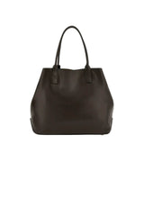 Hogan women's SHOPPING SCRIPT MEDIA bag in brown leather