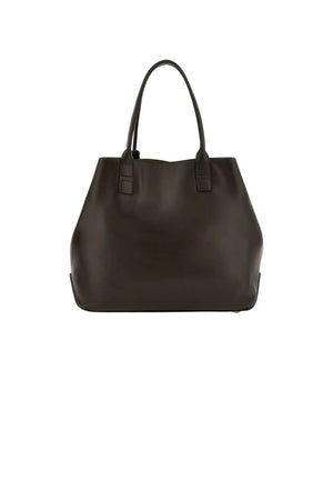 Hogan women's SHOPPING SCRIPT MEDIA bag in brown leather