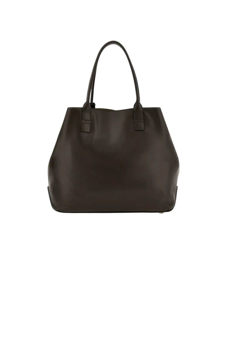 Hogan women's SHOPPING SCRIPT MEDIA bag in brown leather