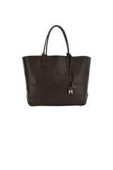 Hogan women's SHOPPING SCRIPT MEDIA bag in brown leather