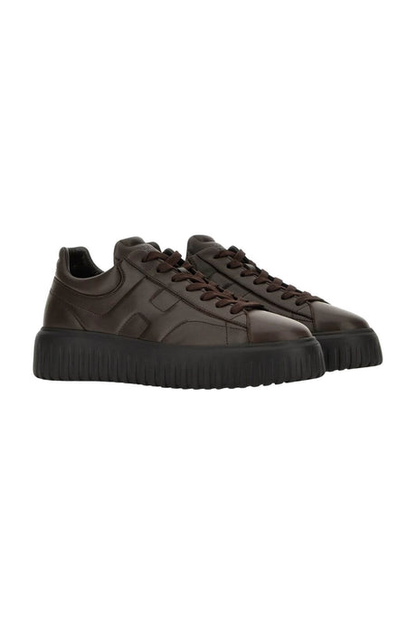 Hogan men's H STRIPES sneakers in brown leather