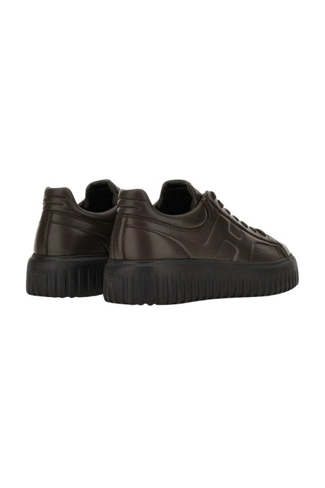 Hogan men's H STRIPES sneakers in brown leather