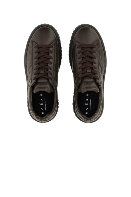 Hogan men's H STRIPES sneakers in brown leather