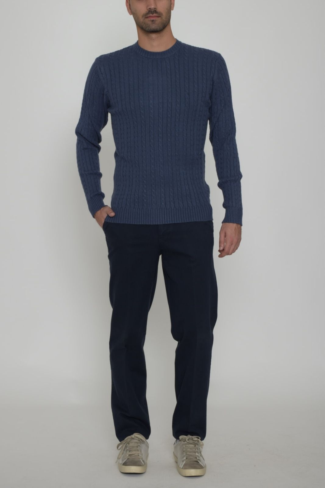 Cashmere Company maglia uomo girocollo a trecce