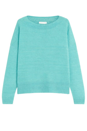 Iblues Maglia Donna scollo a barca misto lino / Acqua Marina