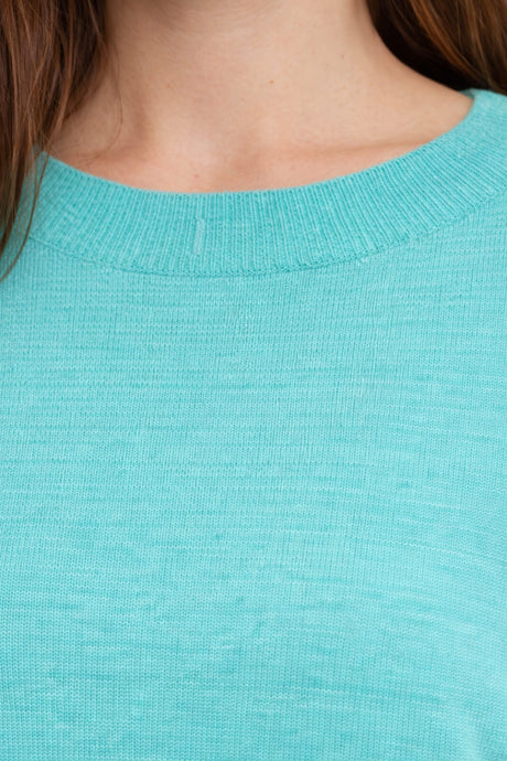 Iblues Maglia Donna scollo a barca misto lino / Acqua Marina