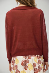 Iblues Maglia Donna scollo a barca misto lino / Bordeaux