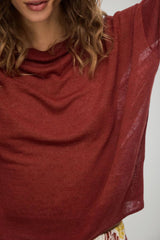 Iblues Maglia Donna scollo a barca misto lino / Bordeaux