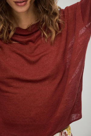 Iblues Maglia Donna scollo a barca misto lino / Bordeaux