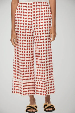 Iblues Pantaloni Donna in misto lino con stampa / Rosso