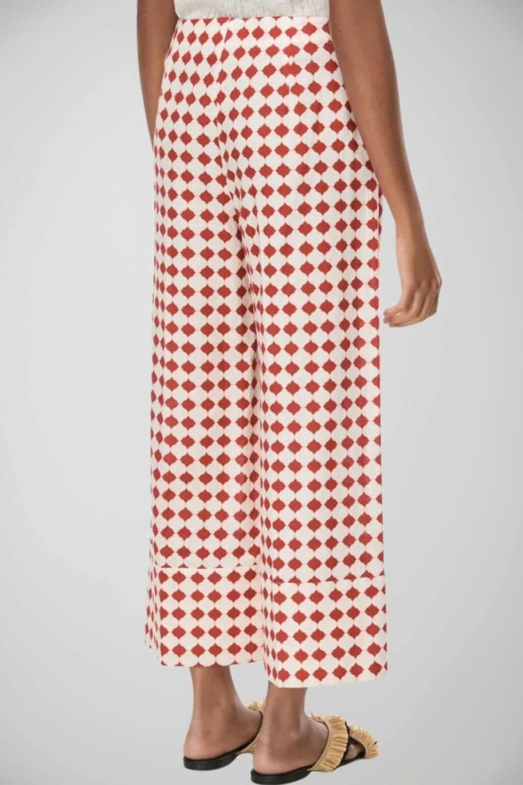 Iblues Pantaloni Donna in misto lino con stampa / Rosso
