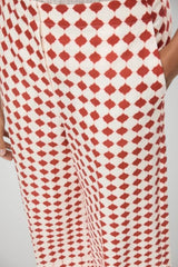 Iblues Pantaloni Donna in misto lino con stampa / Rosso